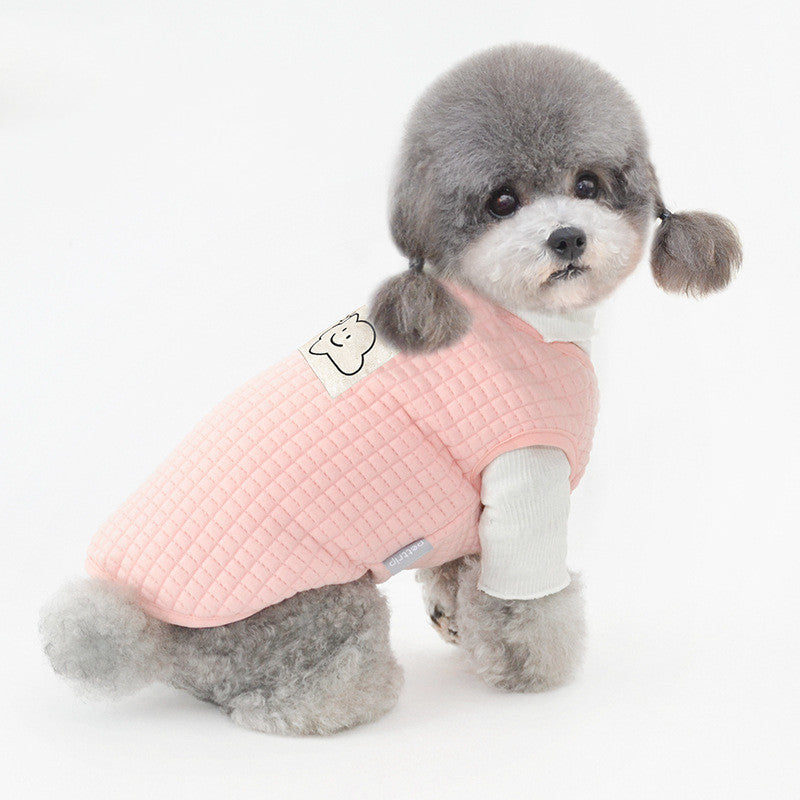 HKM-9415741 Warm Velvet Vest for Puppies in Dark Apricot and Pink - Soft Leather Material, Multiple Sizes Available