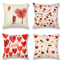 HKM-941715 Valentine's Day Heart-Shaped Linen Cushion Cover for Couples – 45x45cm