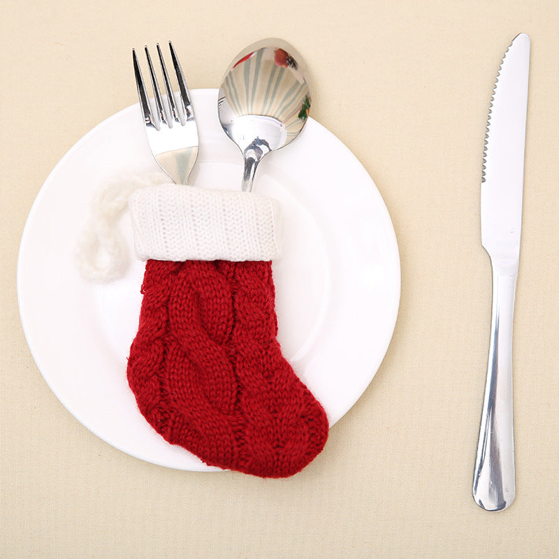 HKM-941779 Christmas Knitted Cutlery Holders for Forks and Knives - 11x7cm