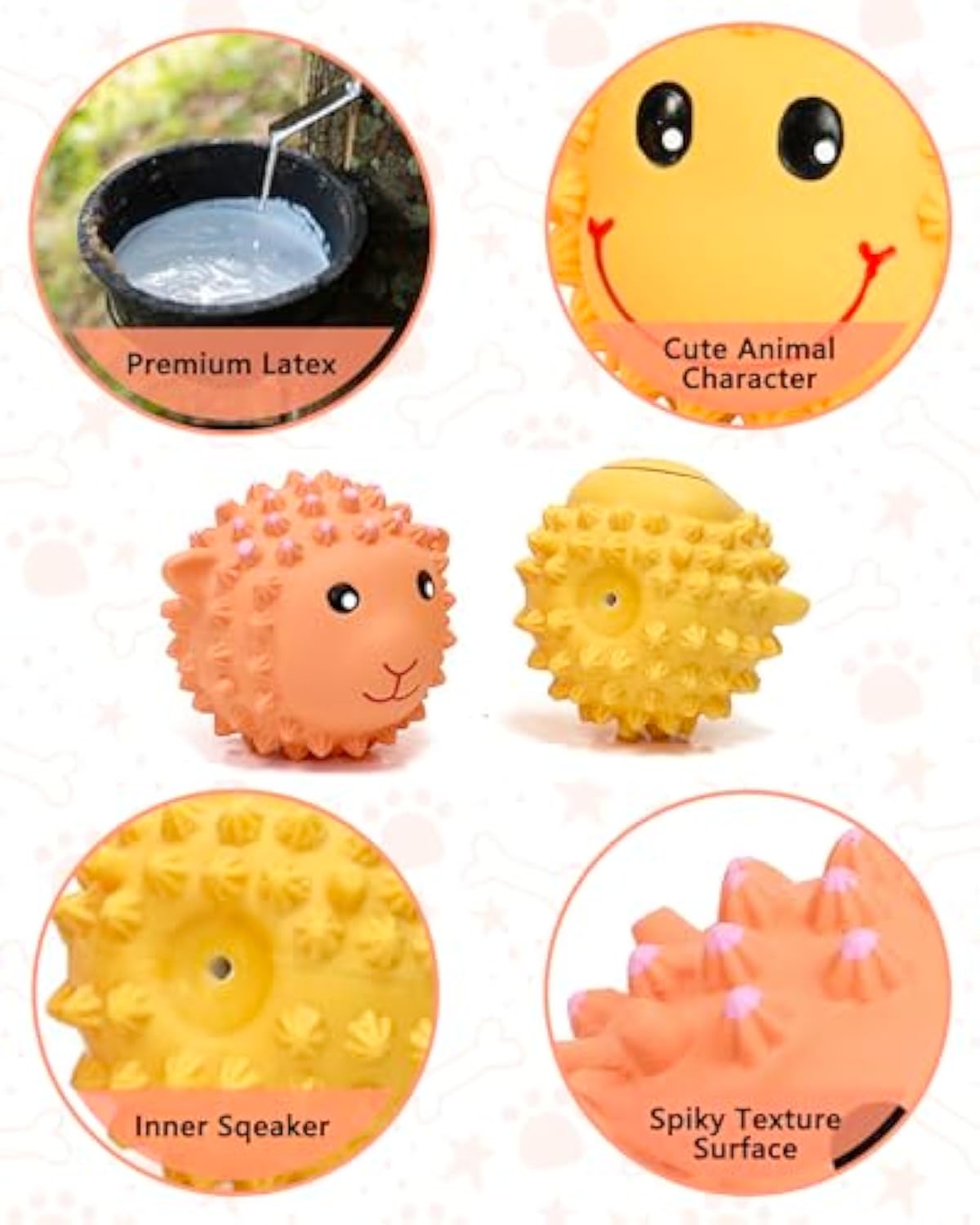 HKM-9418429 Interactive Squeaky Dog Toys - Soft Latex Animal Balls for Fetch and Dental Health