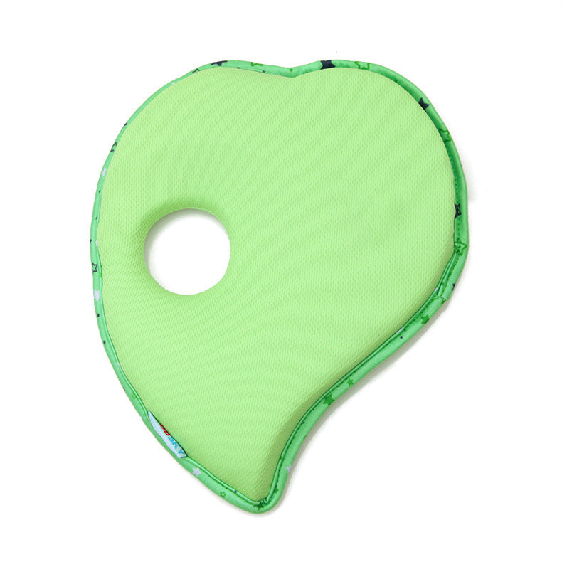 HKM-941843 Baby Bear Anti-Flat Head Pillow for Infants - Pure Cotton, Soft & Breathable, 0-2 Years, Green Leaf Design