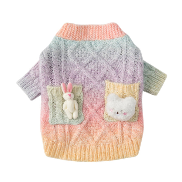 HKM-9418941 Colorful Gradient Tie-Dye Wool Cardigan Sweater for All Genders