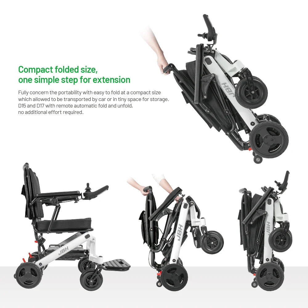 HKM-942035 Folding Electric Wheelchair with Heavy-Duty Aluminum Alloy Frame, 20km Range, and Dual 24V Motors
