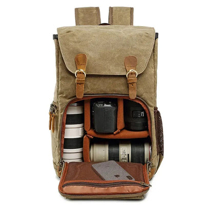 HKM-942035 Large Capacity Canvas Camera Backpack – Special Purpose Rucksack for Photographers and Adventurers