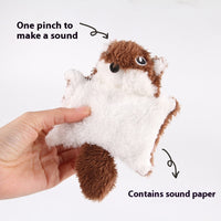 HKM-9420605 Plush Flying Squirrel Cat Teaser Toy with Ringing Sound, Brown and Gray