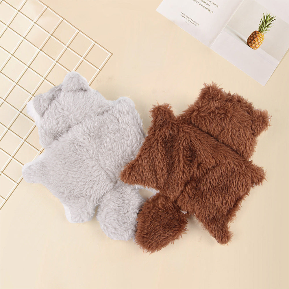 HKM-9420605 Plush Flying Squirrel Cat Teaser Toy with Ringing Sound, Brown and Gray