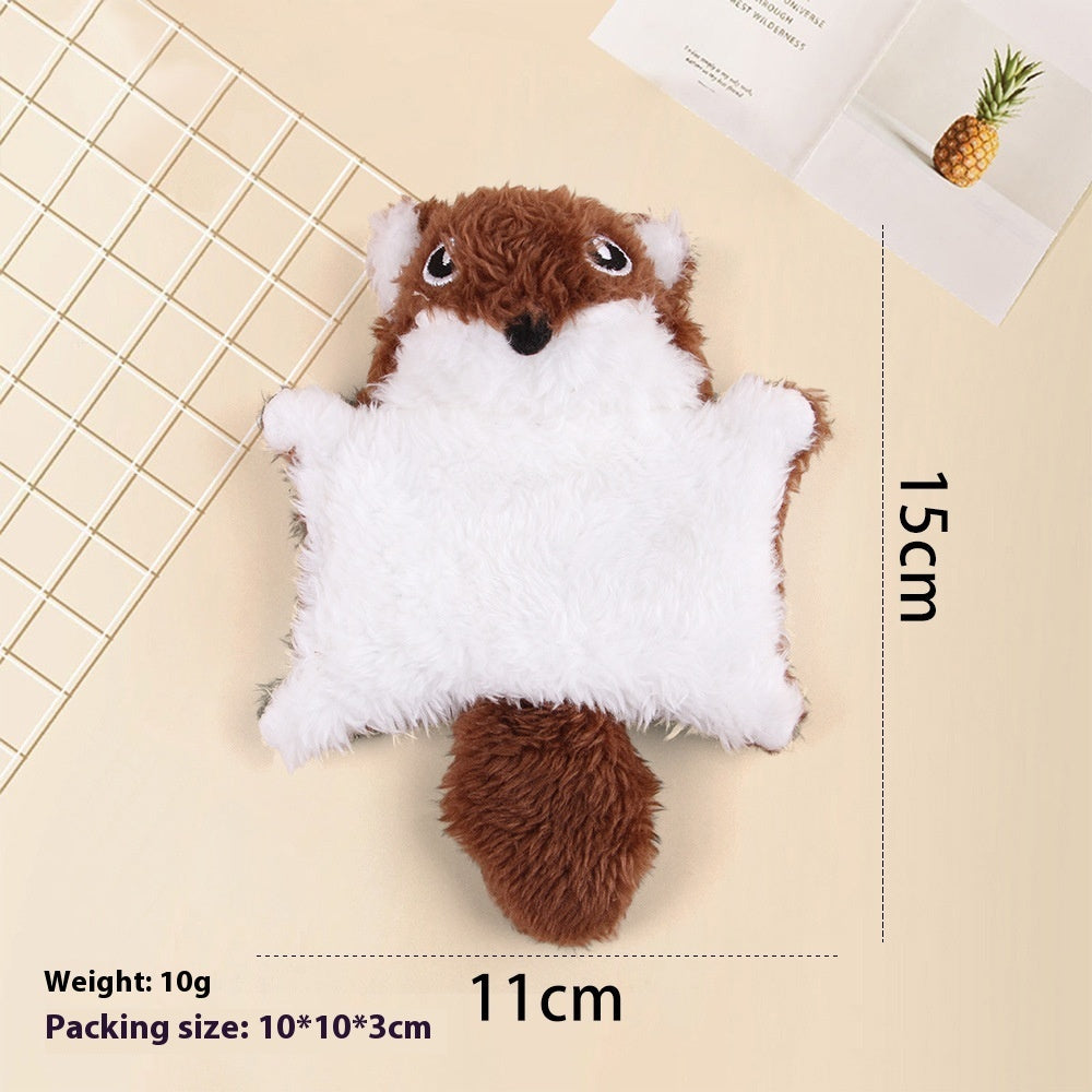 HKM-9420605 Plush Flying Squirrel Cat Teaser Toy with Ringing Sound, Brown and Gray