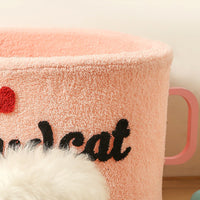 HKM-9420989 Cozy Plush Pet Kennel Teacup Bed - Removable & Washable, All Seasons, Pink, Khaki, Light Blue - Sizes S & M