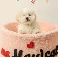 HKM-9420989 Cozy Plush Pet Kennel Teacup Bed - Removable & Washable, All Seasons, Pink, Khaki, Light Blue - Sizes S & M