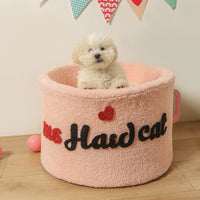 HKM-9420989 Cozy Plush Pet Kennel Teacup Bed - Removable & Washable, All Seasons, Pink, Khaki, Light Blue - Sizes S & M