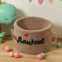 HKM-9420989 Cozy Plush Pet Kennel Teacup Bed - Removable & Washable, All Seasons, Pink, Khaki, Light Blue - Sizes S & M