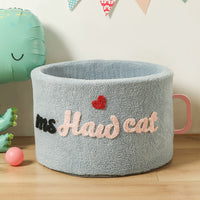 HKM-9420989 Cozy Plush Pet Kennel Teacup Bed - Removable & Washable, All Seasons, Pink, Khaki, Light Blue - Sizes S & M
