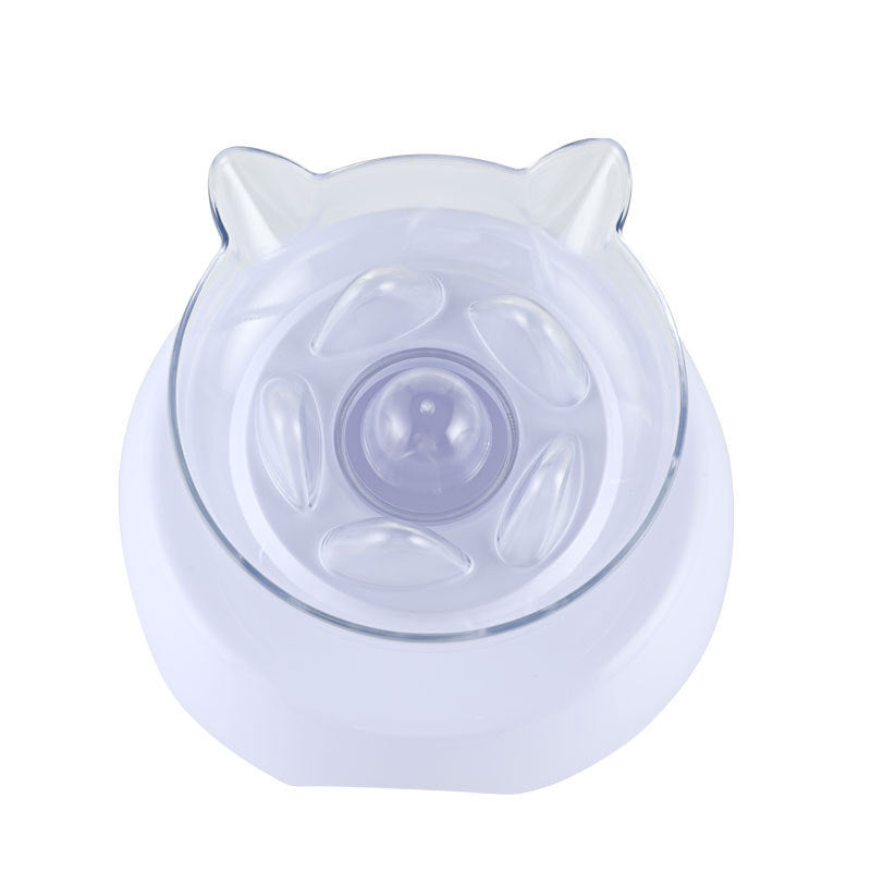 HKM-9421117 Tilted Cat Ear Design Bowl for Cervical Vertebra Protection - White, PP Base and AS Bowl Material