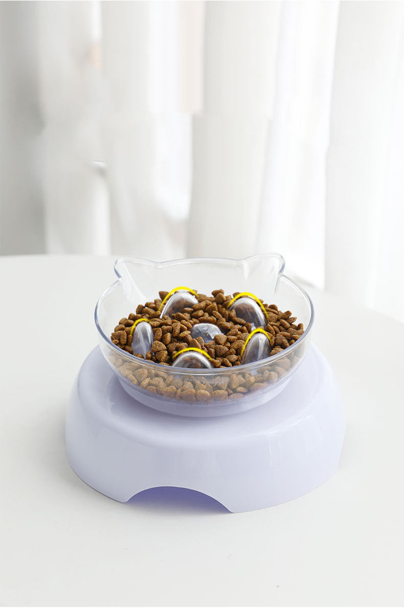 HKM-9421117 Tilted Cat Ear Design Bowl for Cervical Vertebra Protection - White, PP Base and AS Bowl Material