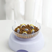 HKM-9421117 Tilted Cat Ear Design Bowl for Cervical Vertebra Protection - White, PP Base and AS Bowl Material