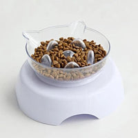 HKM-9421117 Tilted Cat Ear Design Bowl for Cervical Vertebra Protection - White, PP Base and AS Bowl Material
