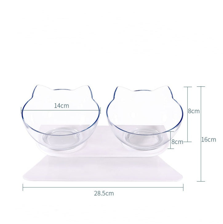 HKM-9421117 Tilted Cat Ear Design Bowl for Cervical Vertebra Protection - White, PP Base and AS Bowl Material
