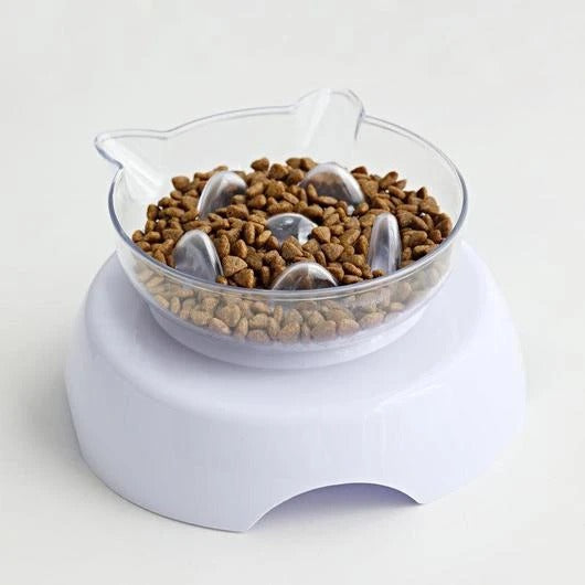 HKM-9421117 Tilted Cat Ear Design Bowl for Cervical Vertebra Protection - White, PP Base and AS Bowl Material