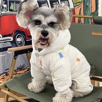 HKM-9421501 Thickened Warm Hooded Jacket for Dogs - Casual Four Feet Design in Beige and Navy Blue