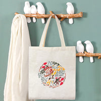 HKM-942163 Modern Minimalist Canvas Bag Kit for Embroidery - Suzhou Embroidery, 34x40cm, Includes Fabric & Threads