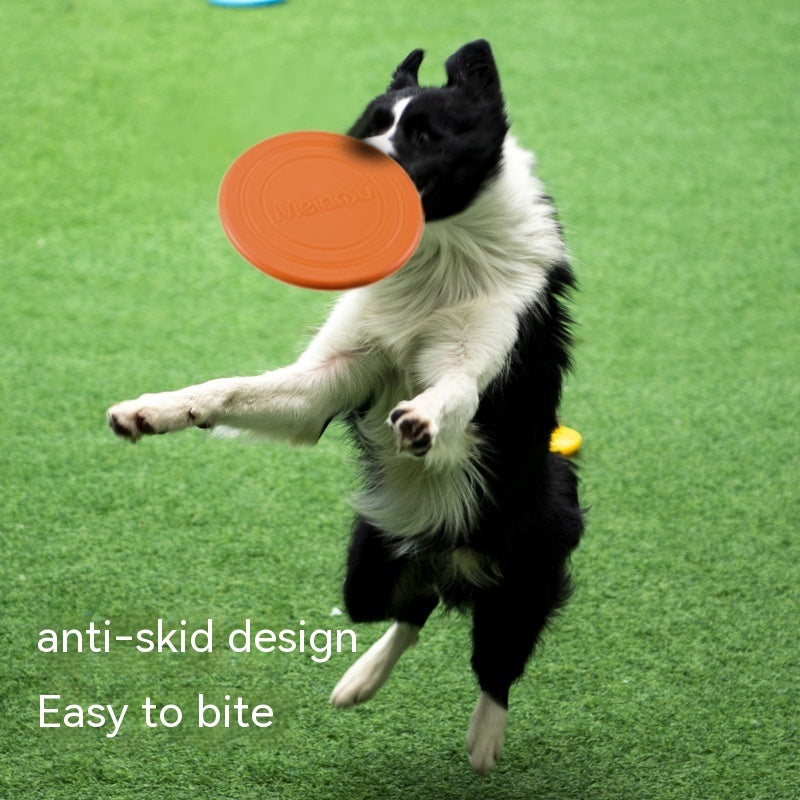 HKM-9421757 Interactive Floating Dog Frisbee - Bite-resistant TPR Pet Toy in Multiple Colors (17.8cm)