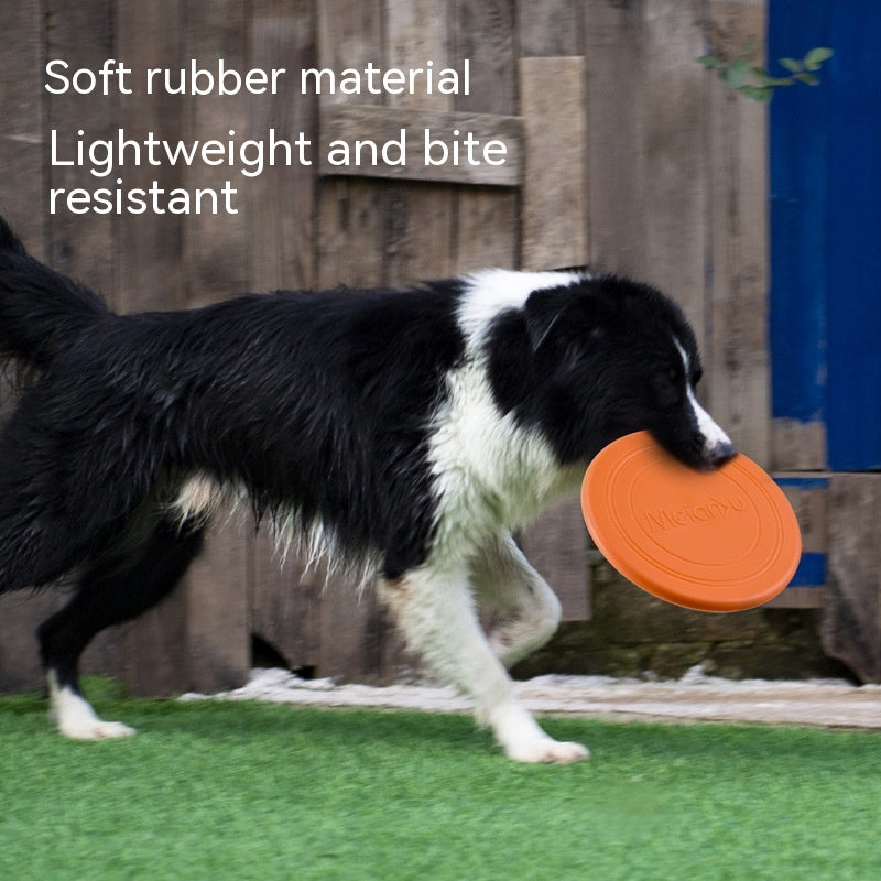 HKM-9421757 Interactive Floating Dog Frisbee - Bite-resistant TPR Pet Toy in Multiple Colors (17.8cm)