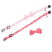 HKM-9422909 Rainbow Heart Pattern Pet Leash with Bow Tie - Adjustable Collar for Cats and Dogs