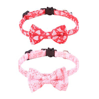 HKM-9422909 Rainbow Heart Pattern Pet Leash with Bow Tie - Adjustable Collar for Cats and Dogs