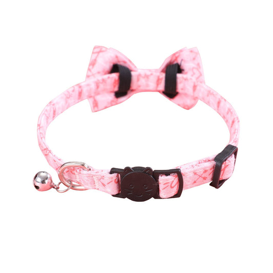 HKM-9422909 Rainbow Heart Pattern Pet Leash with Bow Tie - Adjustable Collar for Cats and Dogs