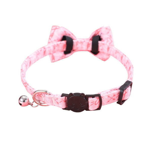 HKM-9422909 Rainbow Heart Pattern Pet Leash with Bow Tie - Adjustable Collar for Cats and Dogs