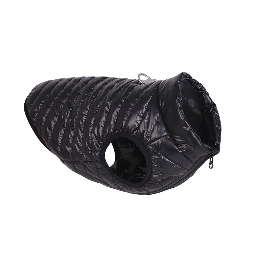HKM-9426365 Full Nylon Zipper Dog Jacket for Autumn and Winter – Available in Pink, Lake Blue, Red, Black, Dark Blue, Gray - Sizes XS to XL