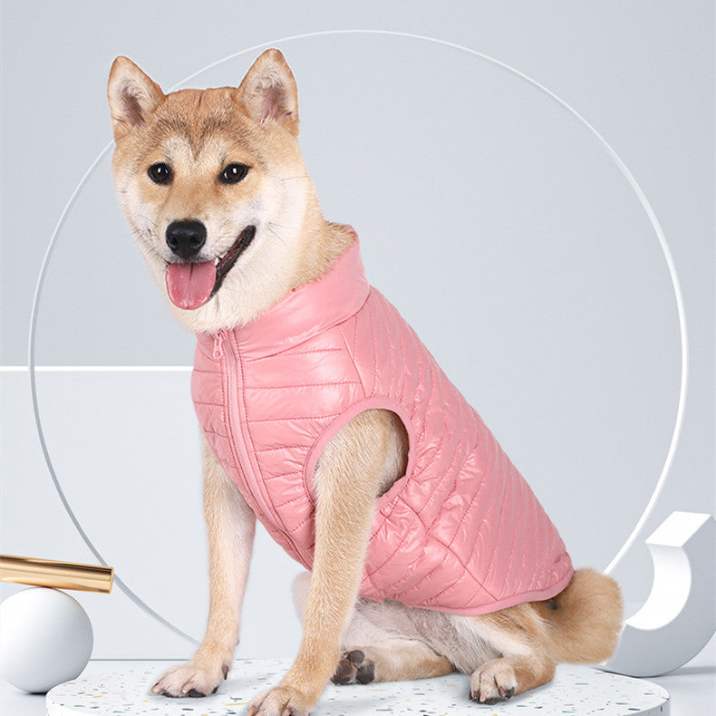 HKM-9426365 Full Nylon Zipper Dog Jacket for Autumn and Winter – Available in Pink, Lake Blue, Red, Black, Dark Blue, Gray - Sizes XS to XL