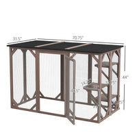 HKM-9426749 Wooden Cat House with Waterproof Asphalt Roof, Large Outdoor Catio for Feral Cats, Multi-Tiered Platforms