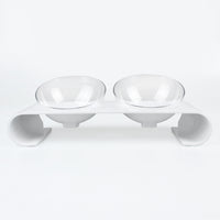 HKM-942675 Dual-Compartment Plastic Dog Bowl for Food and Water - White ABS Design