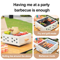 HKM-942675 Durable Square Charcoal Grill for Outdoor Camping and Beach Picnics