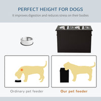 HKM-9426877 Raised Pet Feeding Station with Storage and 2 Stainless Steel Bowls for Large Dogs - Coffee Finish