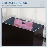 HKM-9426877 Raised Pet Feeding Station with Storage and 2 Stainless Steel Bowls for Large Dogs - Coffee Finish