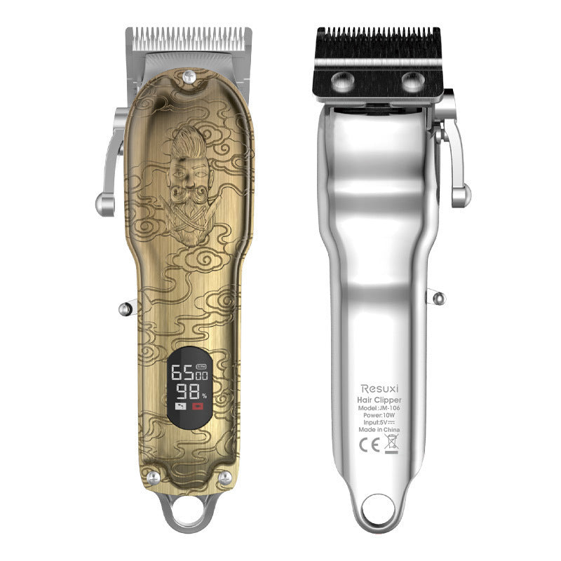 HKM-942739 LCD Digital Hair Clipper with Stainless Steel Blades and All-Metal Body, 4-Hour Runtime, Model JM-106
