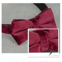 HKM-9428669 Velvet Dog Collar with Bow Knot - Adjustable Leash Set for All Breeds