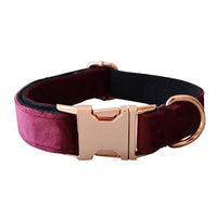HKM-9428669 Velvet Dog Collar with Bow Knot - Adjustable Leash Set for All Breeds