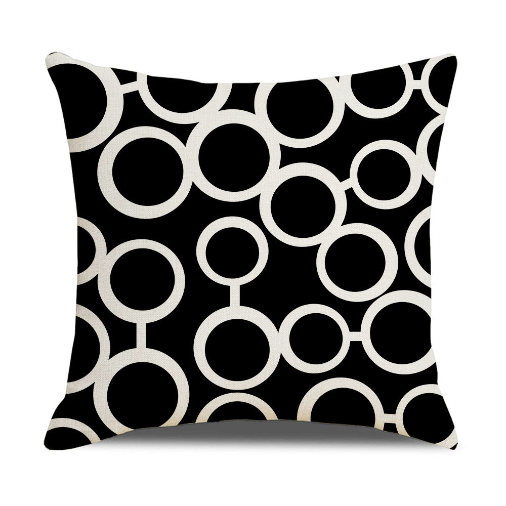 HKM-942867 Linen Geometric Outdoor and Indoor Pillowcase - Modern 45x45cm Cushion Cover