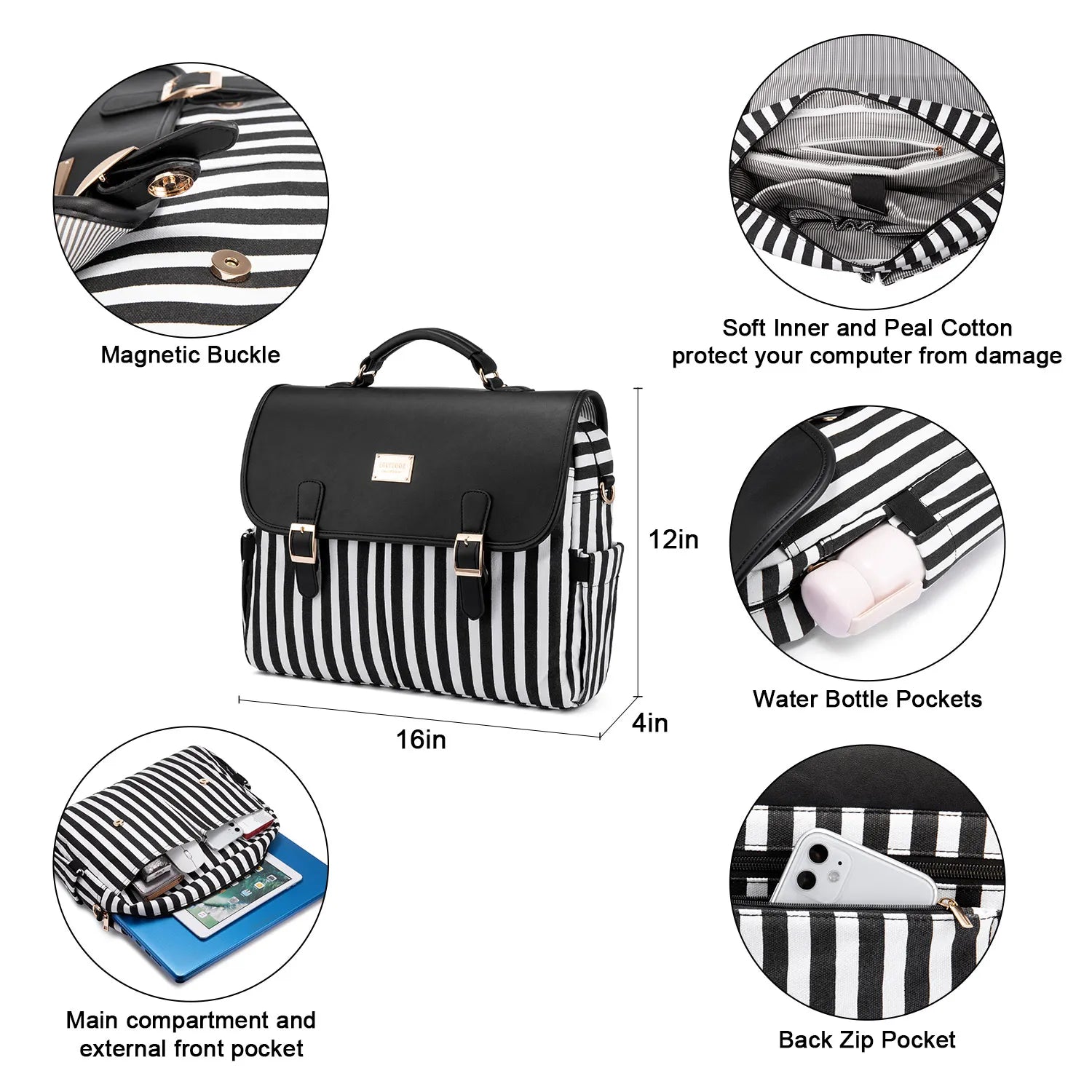 HKM-942867 Stylish 15.6 Inch Laptop Handbag - Versatile Messenger Crossbody Bag for Office Use