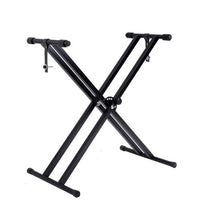HKM-942995 Adjustable Double-Tube Keyboard Stand for Electronic Organs - Black Iron Construction