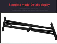 HKM-942995 Adjustable Double-Tube Keyboard Stand for Electronic Organs - Black Iron Construction
