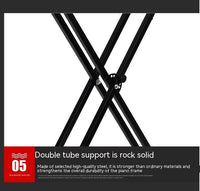 HKM-942995 Adjustable Double-Tube Keyboard Stand for Electronic Organs - Black Iron Construction