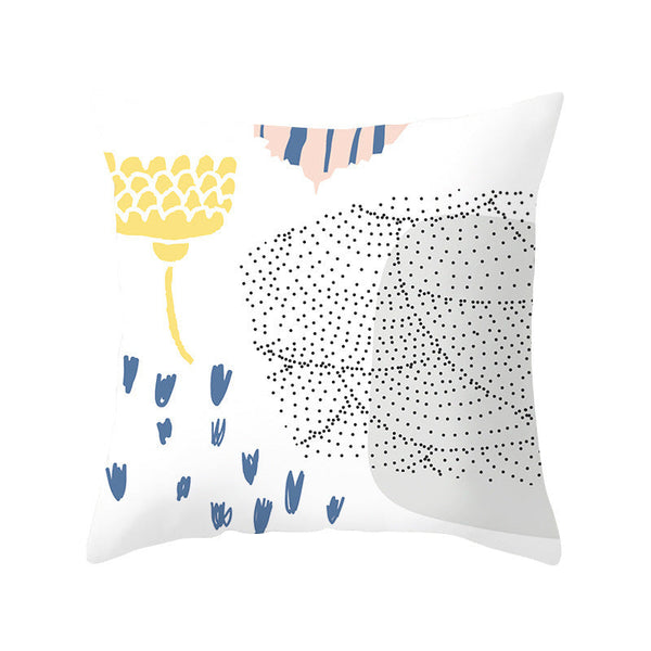 HKM-942995 Geometric Abstract Peachskin Decorative Pillowcase - 45x45cm for Home Decor