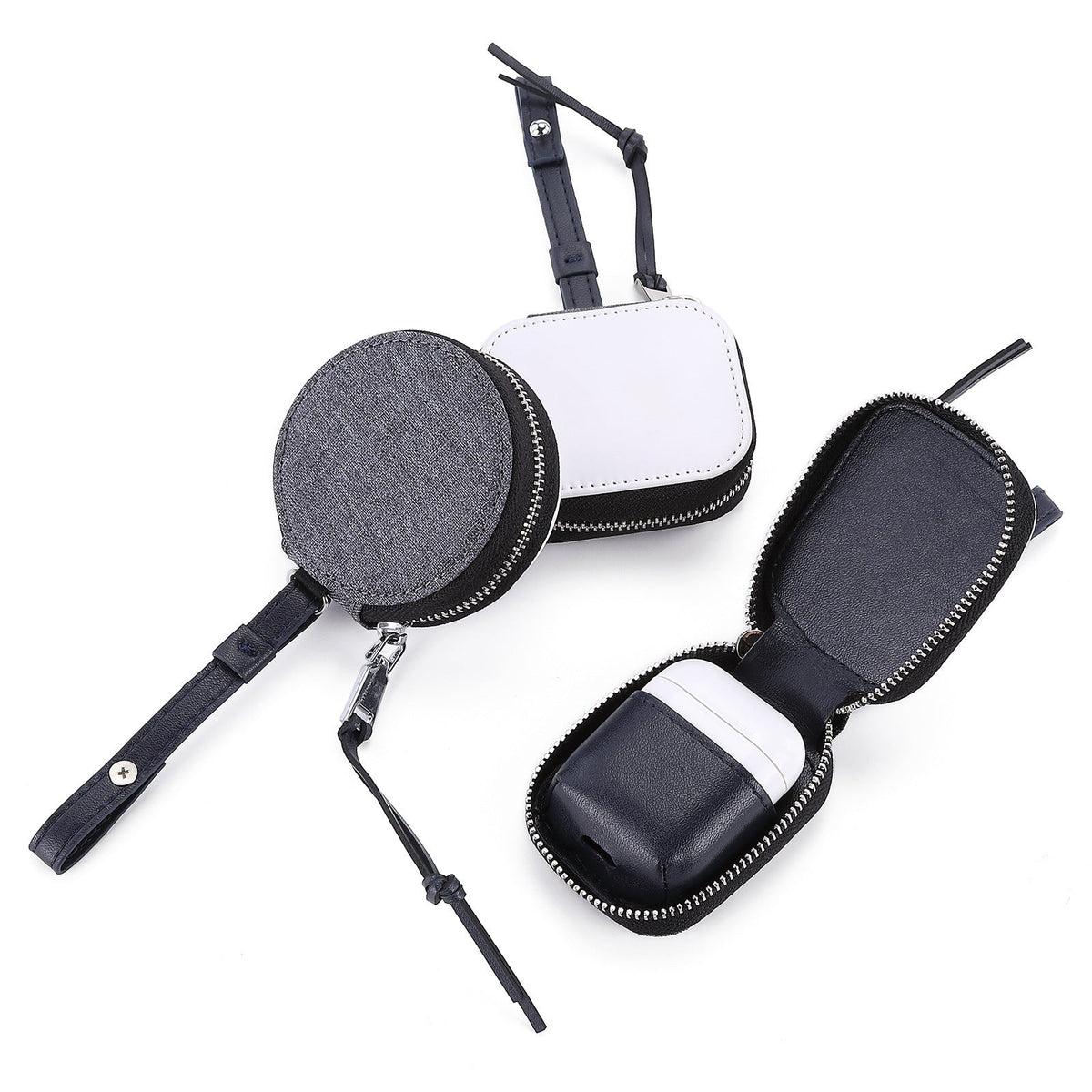 HKM-943059 Earphone Bag Sleeve for Apple Devices - Handmade PU Accessory, All-Inclusive Design