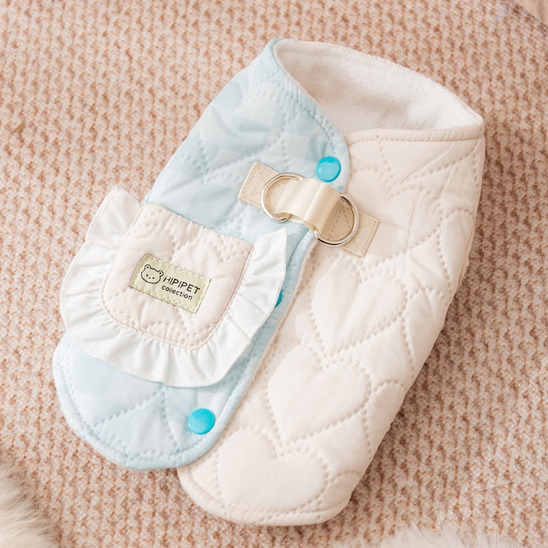 HKM-9431229 Heart-Shaped Checkered Pocket Vest for Pets ¨C Warm Cotton-Padded Dog and Cat Clothes for Autumn/Winter