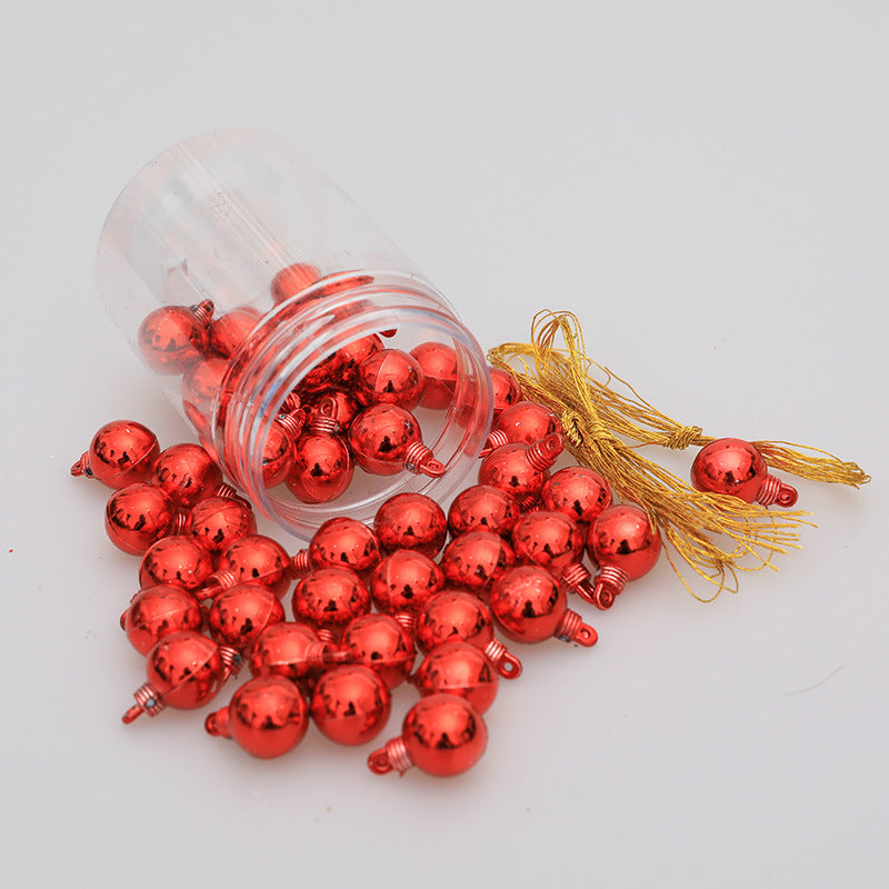 HKM-943123 48 Mini Christmas Hanging Balls in Red, Gold, Silver, Rose, Blue, and Green - Plastic Ornaments for Tree Decoration