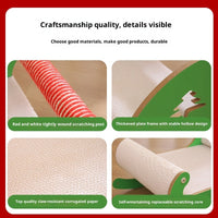 HKM-9432637 Christmas Sled Corrugated Paper Cat Scratcher Bed for Self-Entertainment